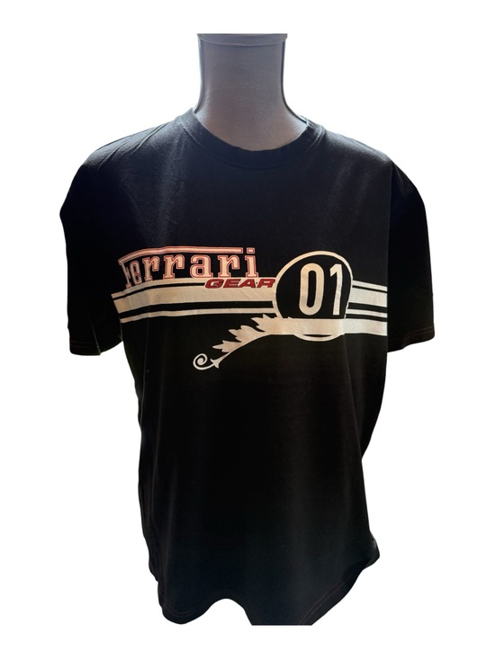 Ferrari Black Short Sleeve Racing Graphic Tee with 01 Emblem Size Large